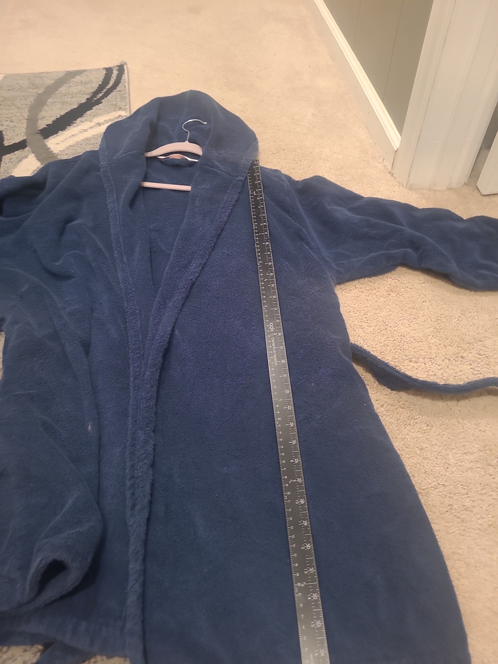 Y2K Victoria’s Secret Navy Blue Long Thick Turkish Terry Cloth Tie Robe M/L - Picture 10 of 12